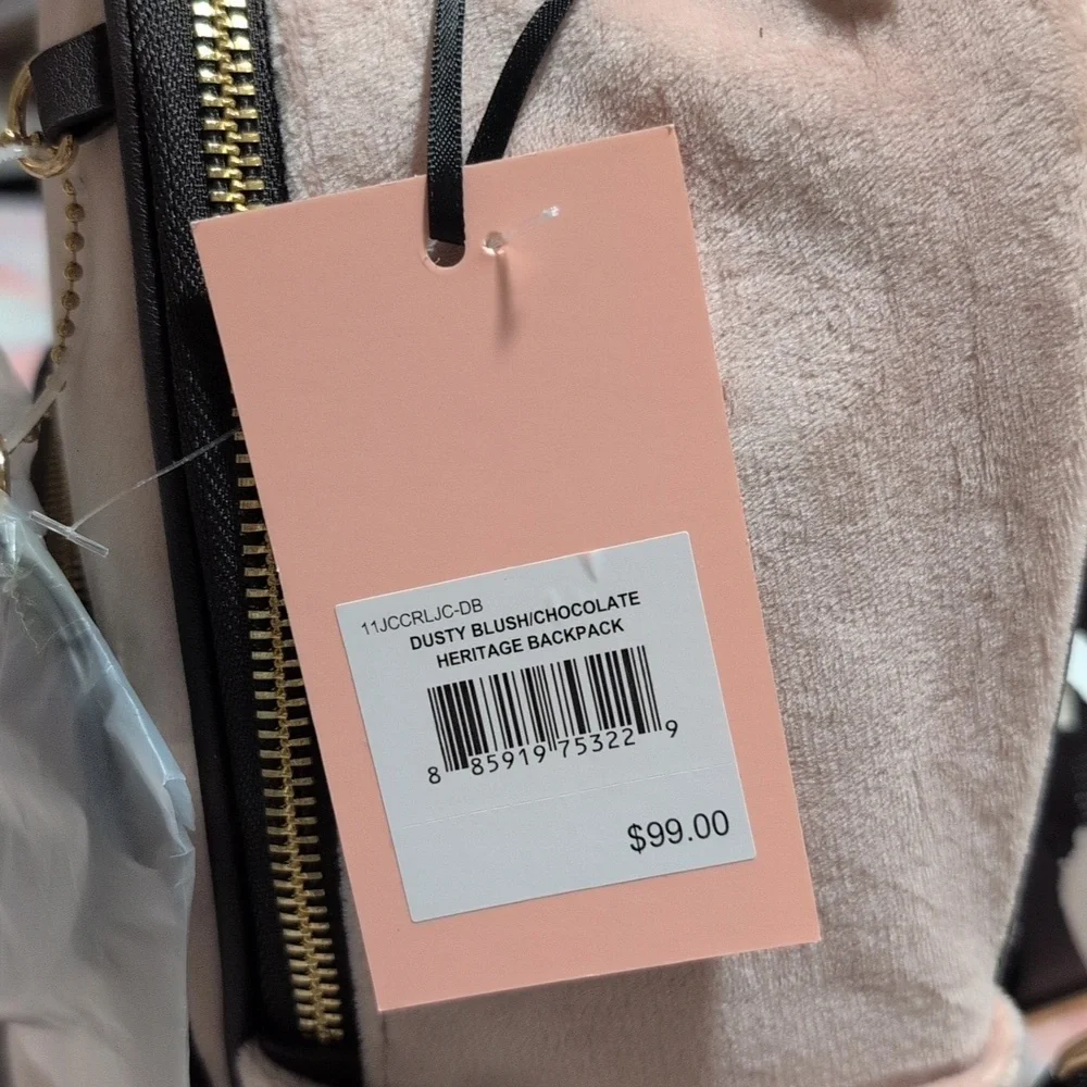 Book bag by juicy. Light pink with brown leather lining - Picture 3 of 4